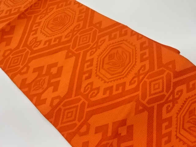 リサイクル　本場筑前博多蜀江に抽象草花模様織出し名古屋帯